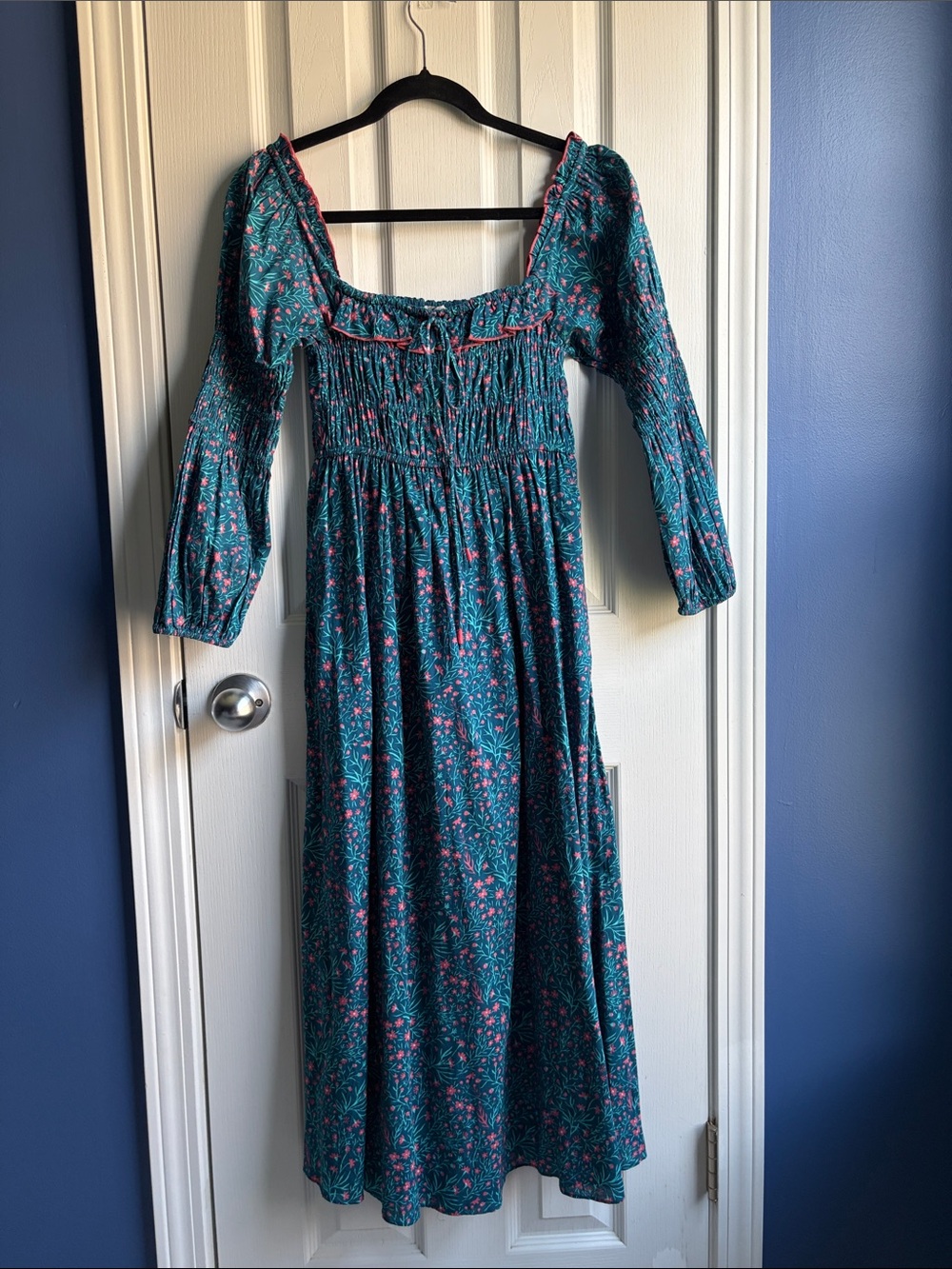 LIKE NEW Celina Moon Floral Smocked Prairie Maxi Dress XS Boho Cottagecore